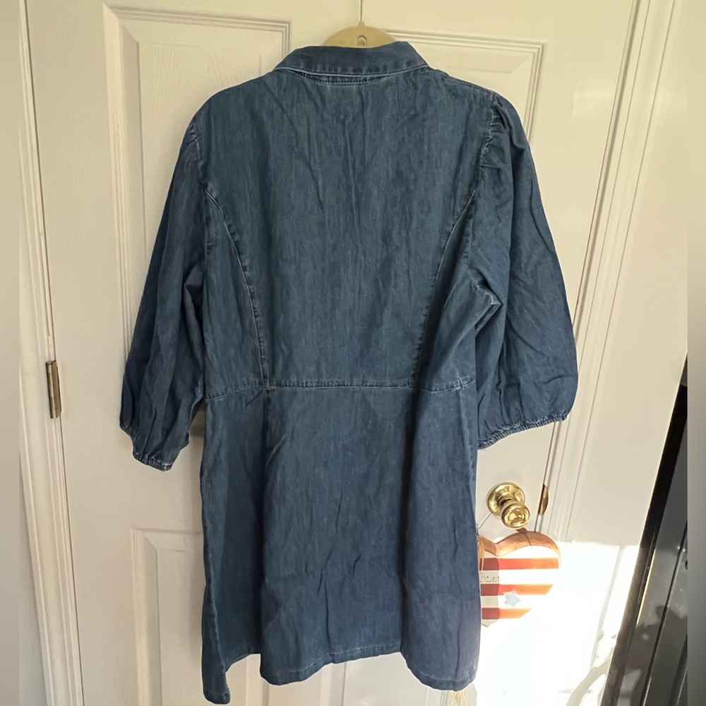 Gap Organic Cotton Puff Sleeve Denim Mini Dress nwt - Picture 4 of 6